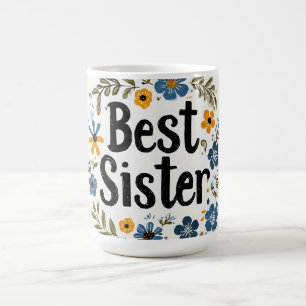 Mug "Meilleure soeur" couronne florale