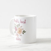 Mug Meilleure soeur du monde, élégantes fleurs (Devant gauche)