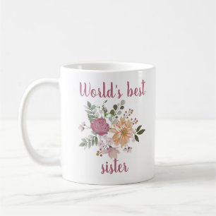 Mug Meilleure soeur du monde, élégantes fleurs