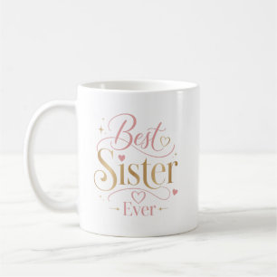Mug Meilleure Sœur Élégante Typographie Rose Or