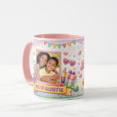 Mug Meilleure Tante Couronne Arc-en-Ciel Collage Photo (Devant gauche)