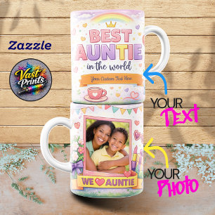 Mug Meilleure Tante Couronne Arc-en-Ciel Collage Photo