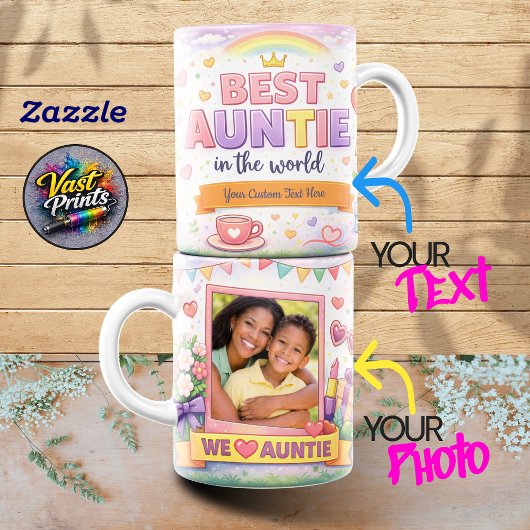 Mug Meilleure Tante Couronne Arc-en-Ciel Collage Photo