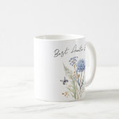 Mug Meilleure Tante Ever bleu fleurs aquarelle (Devant droit)