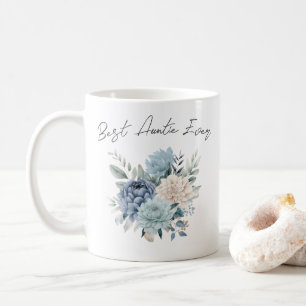 Mug Meilleure Tante Ever bleu fleurs aquarelle