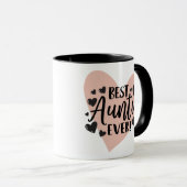 Mug Meilleure Tante Jamais Coeur rose Noir (Devant droit)