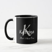 Mug Meilleure tante jamais Monogramme initial Noir Nom (Gauche)