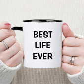 Mug Meilleure vie jamais Baptême noir et blanc