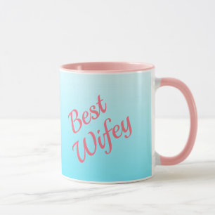 Mug Meilleure Wifey turquoise et rose