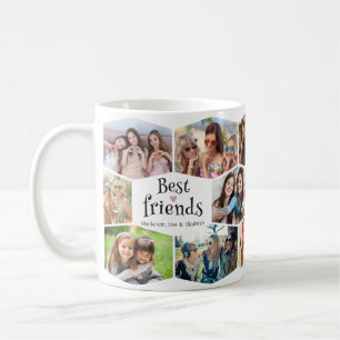 Mug Meilleures Amies 14 Collage de Photos Motif Hexago