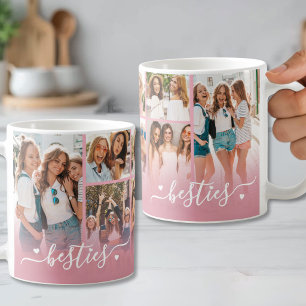Mug Meilleures amies Collage photo rose