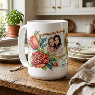 Mug Meilleures fleurs et photo pour la fête des mères