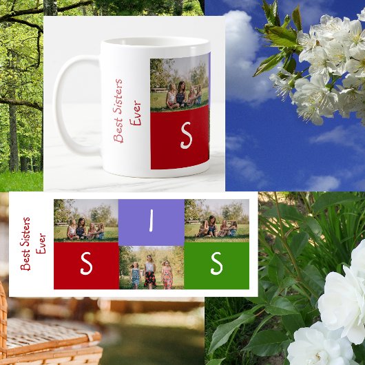 Mug Meilleures soeurs jamais SIS Love 3 photos gauche