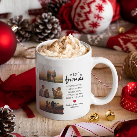 Mug Meilleurs amis 3 Photo Collage & Citation