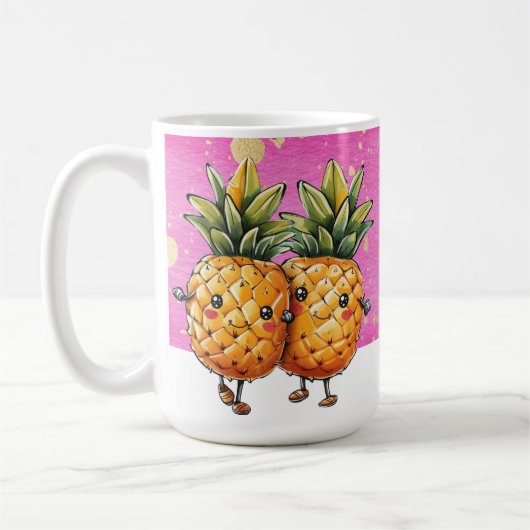 Mug Meilleurs amis Ananas Kawaii Ananas mignon rose (Gauche)