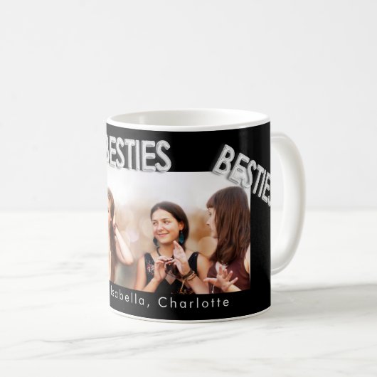 Mug Meilleurs amis noir argent besties photo (Devant droit)