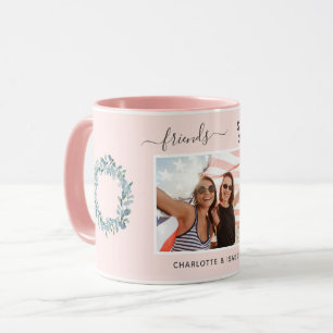 Mug Meilleurs amis photo noms eucalyptus vert rose