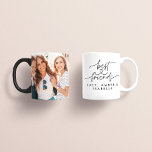 Mug Meilleurs amis, script de coeur photo élégant<br><div class="desc">Meilleurs amis scénario de coeur photo élégante typographie moderne girly meilleur amis design. Fait partie d'une collection moderne.</div>