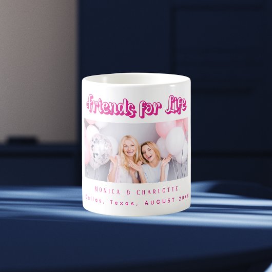 Mug Meilleurs noms de photo amis blanc rose