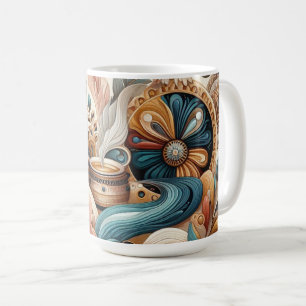 Mug Mélange bohème de fleurs turquoises, magenta, viol