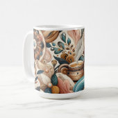 Mug Mélange bohème de fleurs turquoises, magenta, viol (Devant gauche)