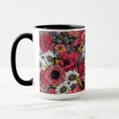Mug Mélange de fleurs en rouge et gris (Gauche)