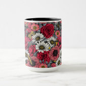 Mug Mélange de fleurs en rouge et gris (Centre)