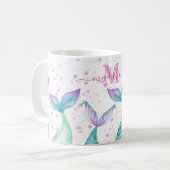 Mug Mélange sirène d'aquarelle Monogramme (Devant gauche)