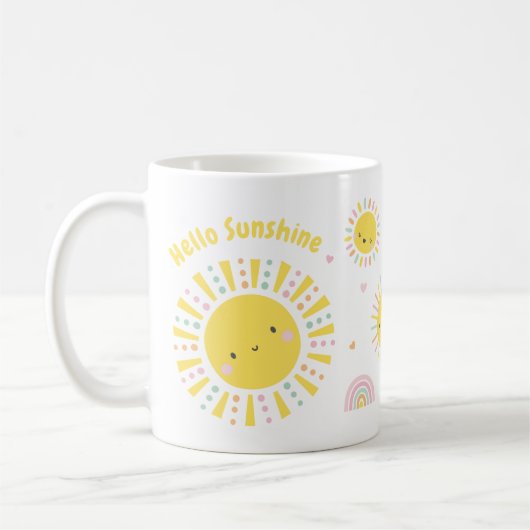 Mug Mélange soleil, arcs-en-ciel et coeurs (Gauche)