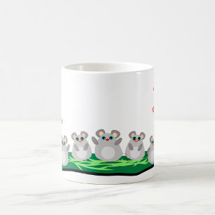 Mug Mélange souris de dessin sur l'herbe avec fleurs