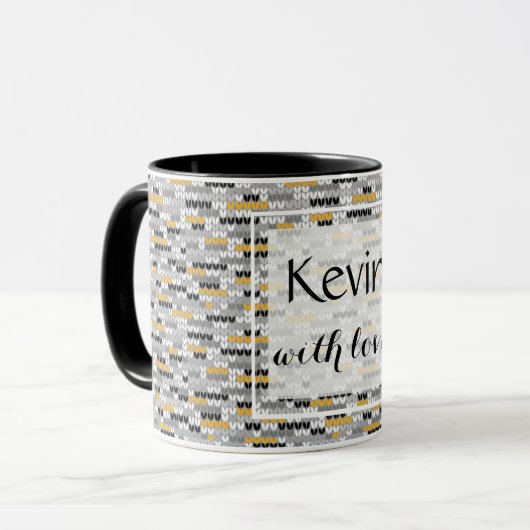 Mug Mélange tricoté. (Devant gauche)