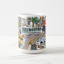 Melbourne City Illustration Mug, White