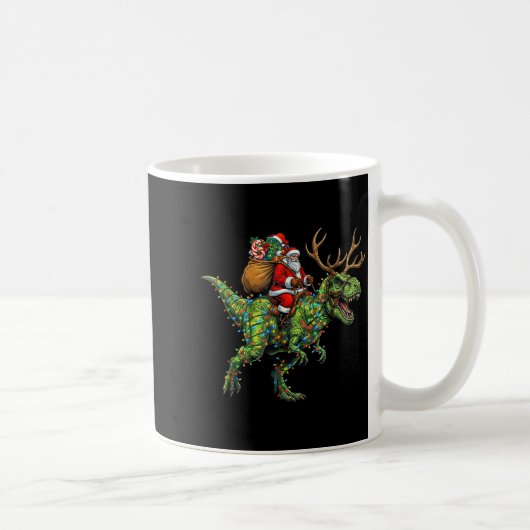 Mug Meme 67 Christmas Santa Riding Dinosaur T Rex Boys (Droite)