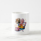Mug Mémé à vélo avec gâteau et ballons (Centre)