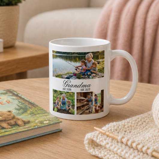 Mug Mémé Année de création Élégant Script Blanc 3-Phot