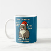Mug Mème de chat de Noël drôle carolant le chapeau de (Gauche)
