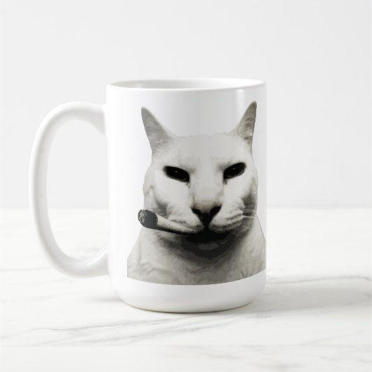 Mug Mème de chat drôle et cool fumant une cigarette (Gauche)