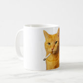 Mug Mème de chat drôle et cool qui fume une cigarette (Devant gauche)