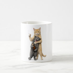 Mug Mème de chat drôle stupide — Chat qui fume et boit