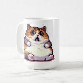 Mug Mème de chat gras orange choqué pixel art (Devant gauche)