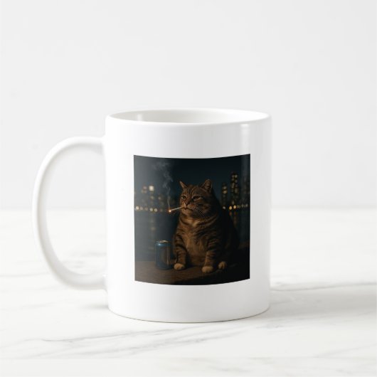 Mug Mème de chat qui fume drôle Stupid Brainrot (Gauche)