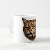 Mug Mème de chat stupide cool drôle chat fumant cigare (Devant gauche)