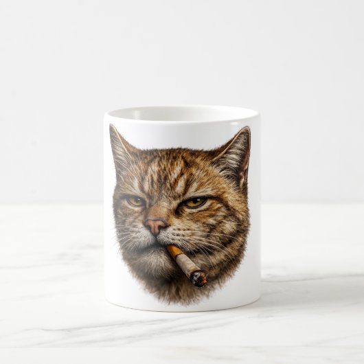 Mug Mème de chat stupide cool drôle chat fumant cigare (Centre)