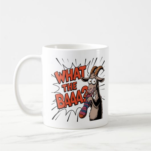 Mug Mème de chèvre amusant - "What the BAAA?" Hilariou (Gauche)