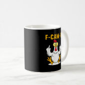 Mug Meme de coq de citation F-Caw-F (Devant droit)