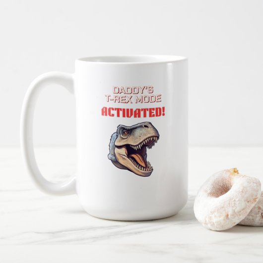 Mug Mème de dinosaure T-Rex Mode Papa Activé (Avec donut)