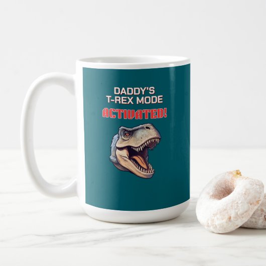 Mug Mème de dinosaure T-Rex mode Papa activé (Avec donut)