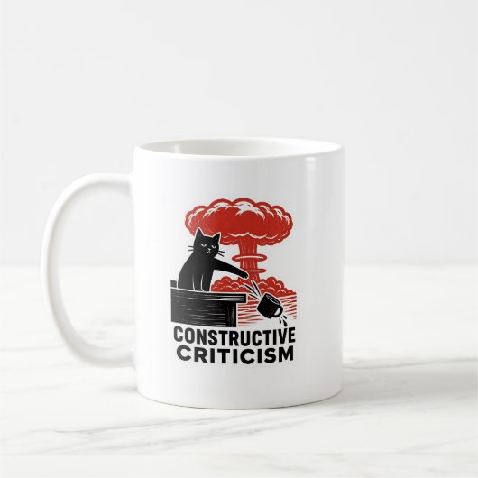 Mug Mème de linogravure constructive de critique de ch (Gauche)