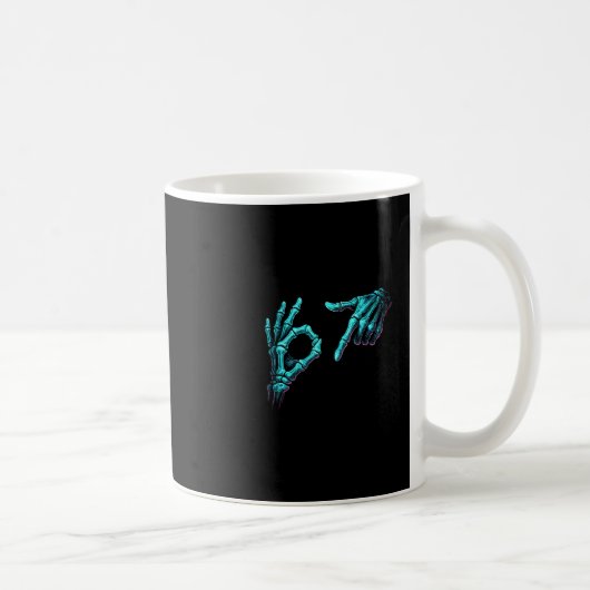 Mug Mème de main de squelette drôle 67 Gen Alpha Hallo (Droite)
