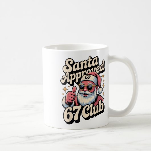 Mug Mème de Noël drôle 67 - Rétro Santa approuvé 67 (Droite)